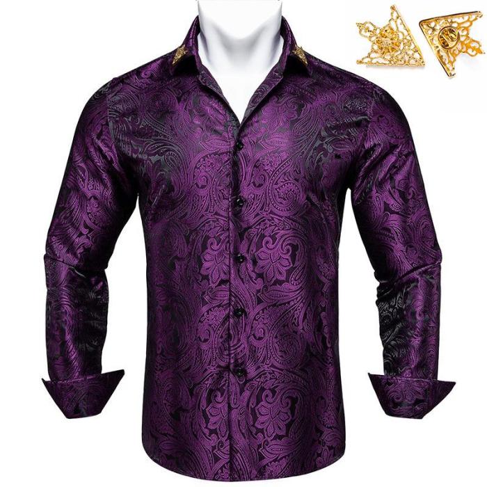 Purple and black men's dress shirt