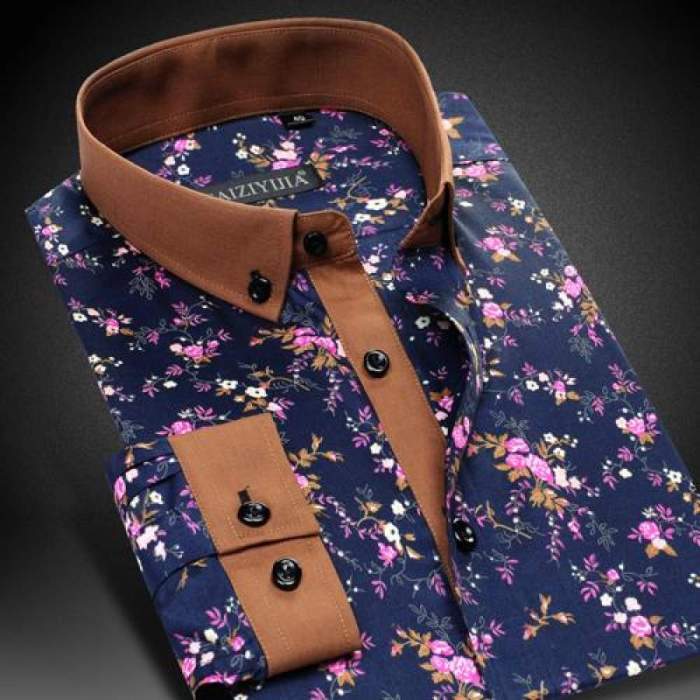 Floral pattern mens dress shirt