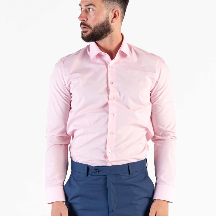 Mens pink slim fit dress shirt