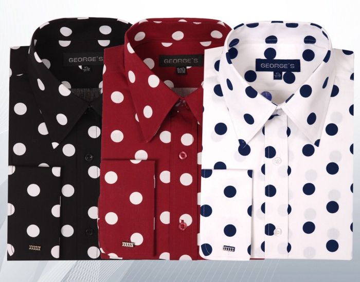 Mens black polka dot dress shirt