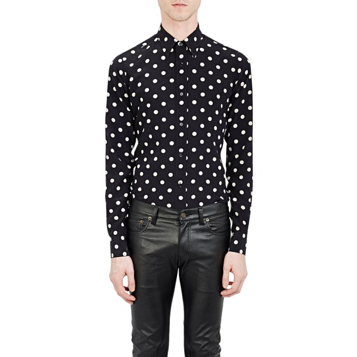 Mens black polka dot dress shirt