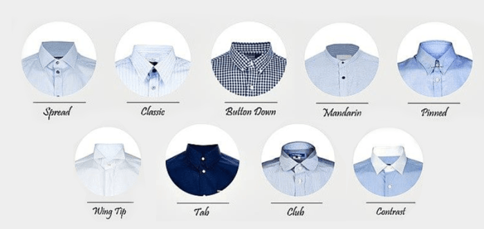 Men's dress shirts collar types